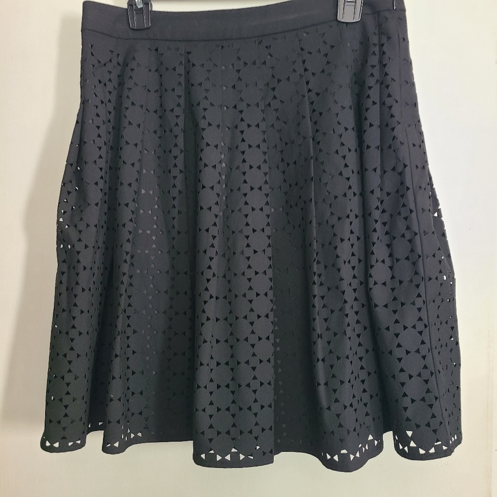 NWT New York & Company Black Pleaded Business Casual Fit & Flare Skirt Size 10